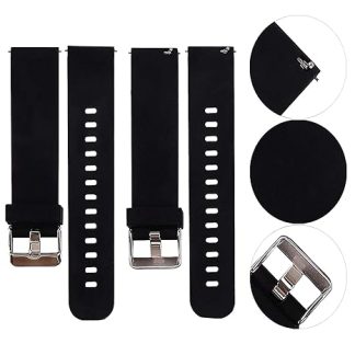 20mm Silicone Watch Strap – Black Pin Stripe Smartwatch Band