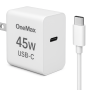 One Max 45W Ultra Fast Adapter 3.0  USB - C  With Type C Cable