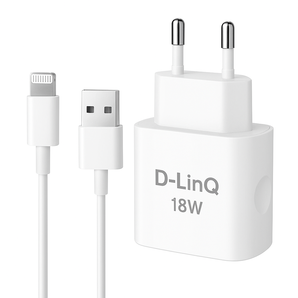 D-LinQ 18W Fast USB Wall Charger with Lightning Cable
