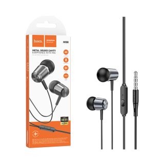 Hoco M108 Spring Wired Earphones with Mic 3.5mm – 1.2m Metal Gray