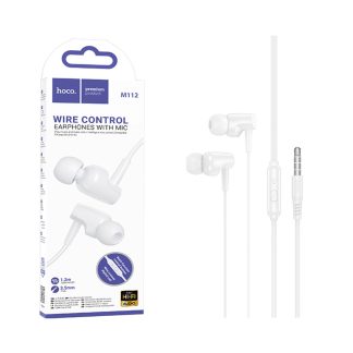 Hoco M112 Story Universal Wired Earphones with Microphone – 3.5mm, 1.2m, White