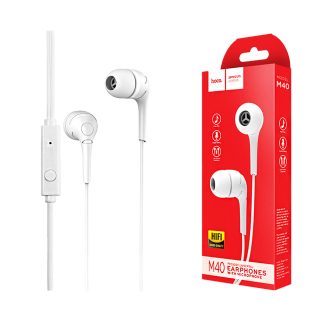 Hoco M40 Prosody Universal Wired Earphones with Microphone – 3.5mm, 1.2m, White