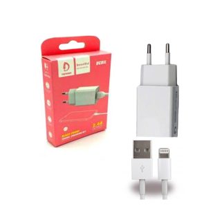 Denmen DC01L Charger Adapter – 2.4A Fast USB Charger with Lightning Cable, White