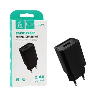 Denmen DC01 USB Wall Charger – 2.4A Fast Adapter, Black